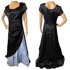 Vintage 90s Black/Light Blue Jody California Modest Prom Formal Dress Size 9 NEW